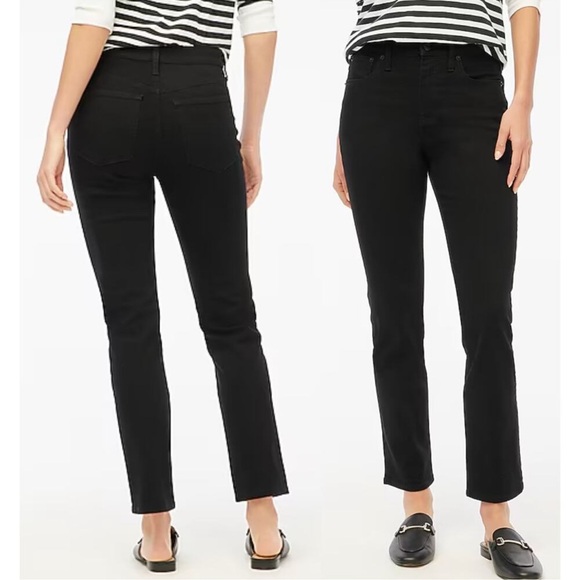 J. Crew Essential High Rise Cropped Straight Leg Jean Black Size 27 - Picture 2 of 11